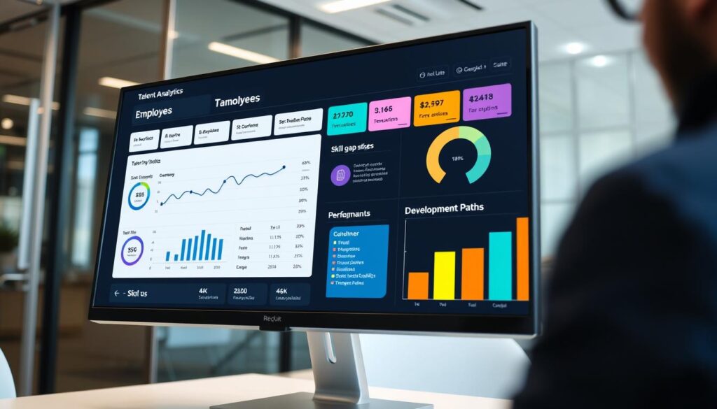 Dashboard einer Talent Analytics Plattform mit Mitarbeiteranalysen und Entwicklungspfaden